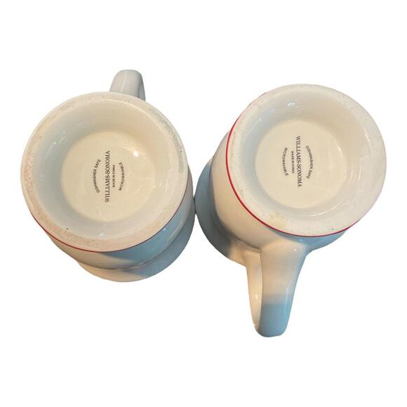 WILLIAMS SONOMA CHRISTMAS SNOWMAN CHEF CERAMIC COFFEE TEA MUG CUP set of 2 - Picture 4 of 7